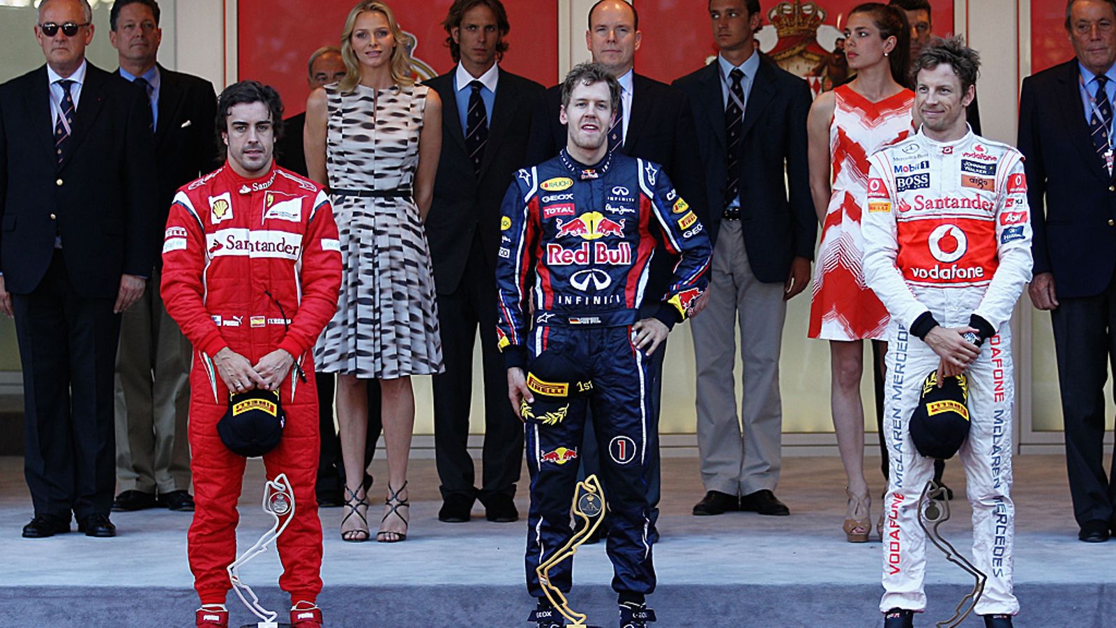 Fernando Alonso, Sebastian Vettel  ja Jenson Button