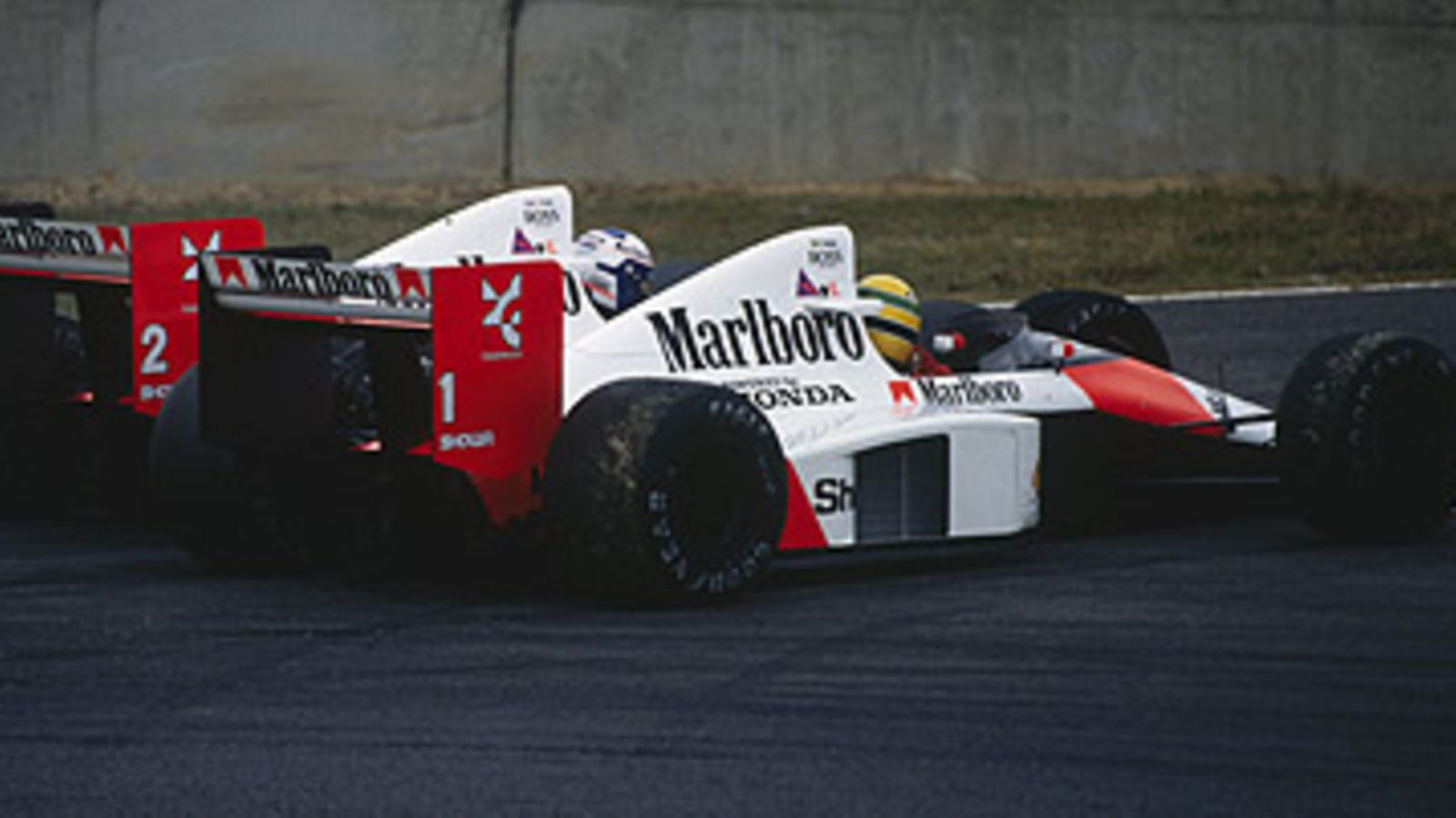 Alain Prost ja Ayrton Senna kolari 1989, kuva: Pascal Rondeau/Getty Images