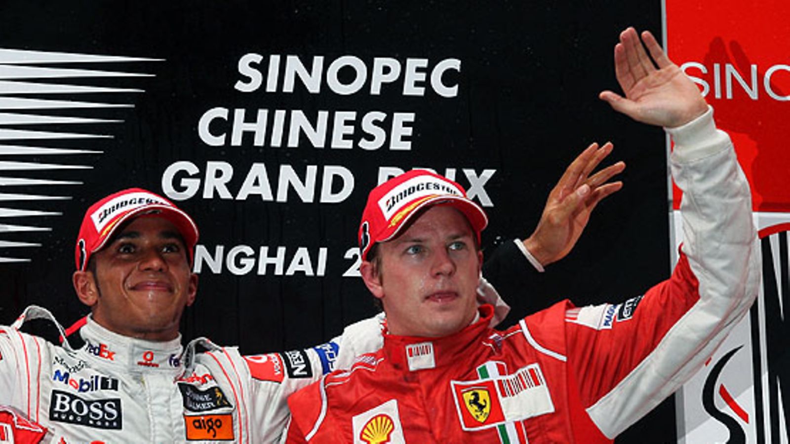 Lewis Hamilton ja Kimi Räikkönen, 49 miljoonan miehet. Kuva: Mark Thompson/GETTY.