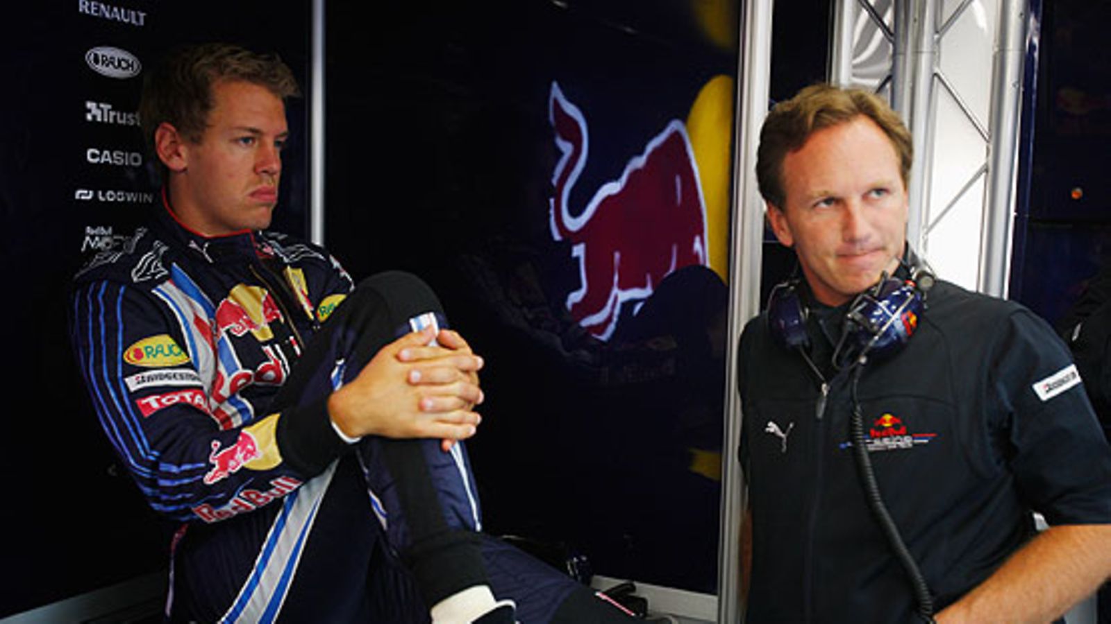 Sebastian Vettel ja Christian Horner, kuva: Mark Thompson/Getty Images