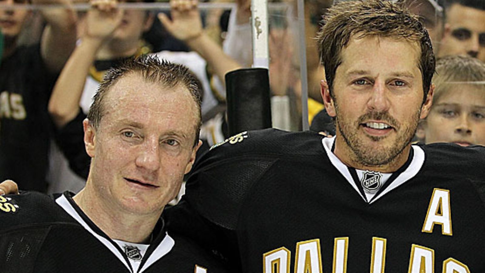 Jere Lehtinen ja Mike Modano, kuva: Ronald Martinez/Getty Images