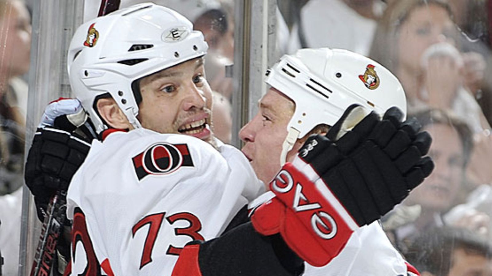 Jarkko Ruutu ja Chris Neil, kuva: Joe Sargent/Getty Images