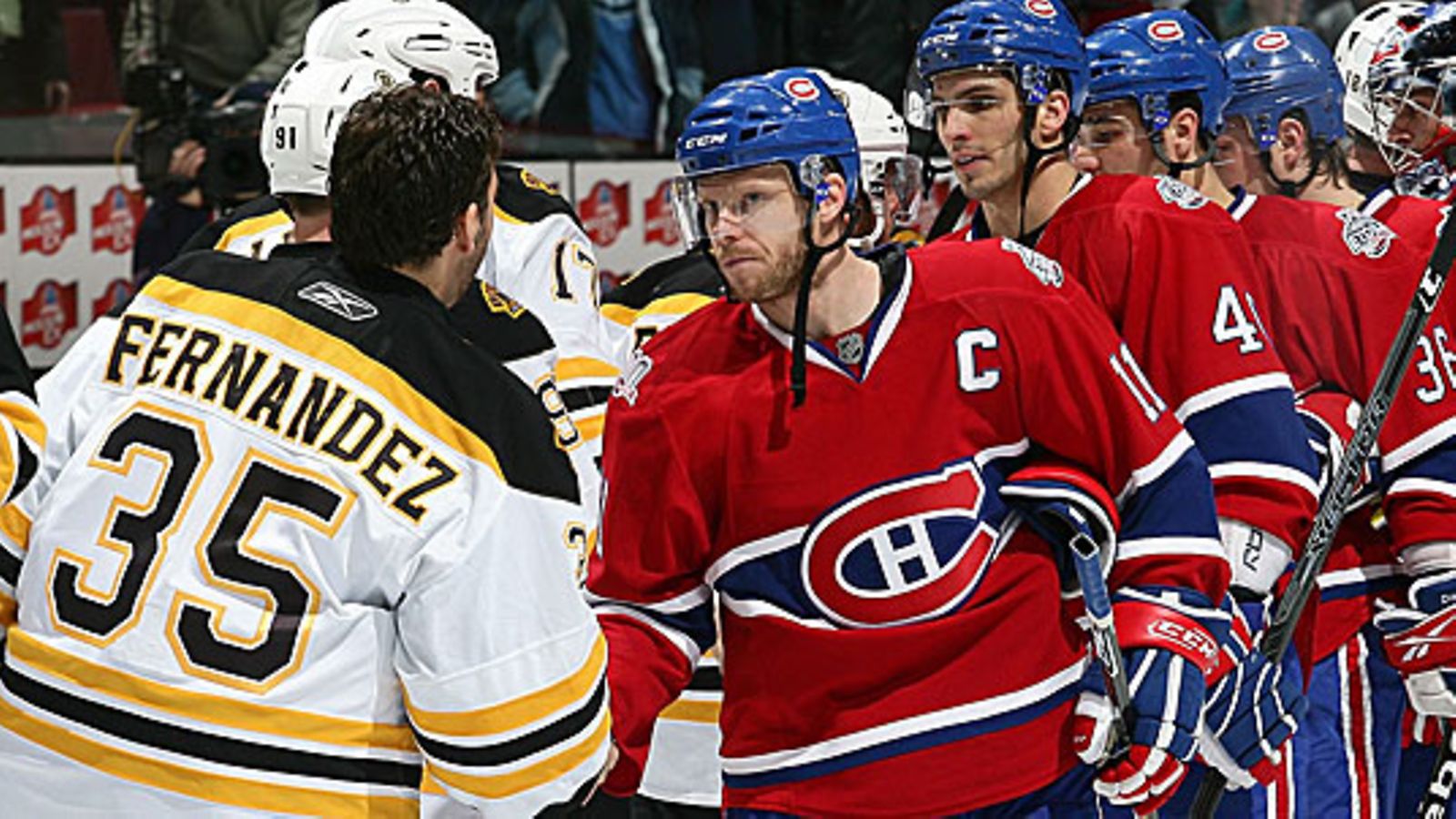 Manny Fernandez ja Saku Koivu, kuva: Andre Ringuette/NHLI/Getty Images
