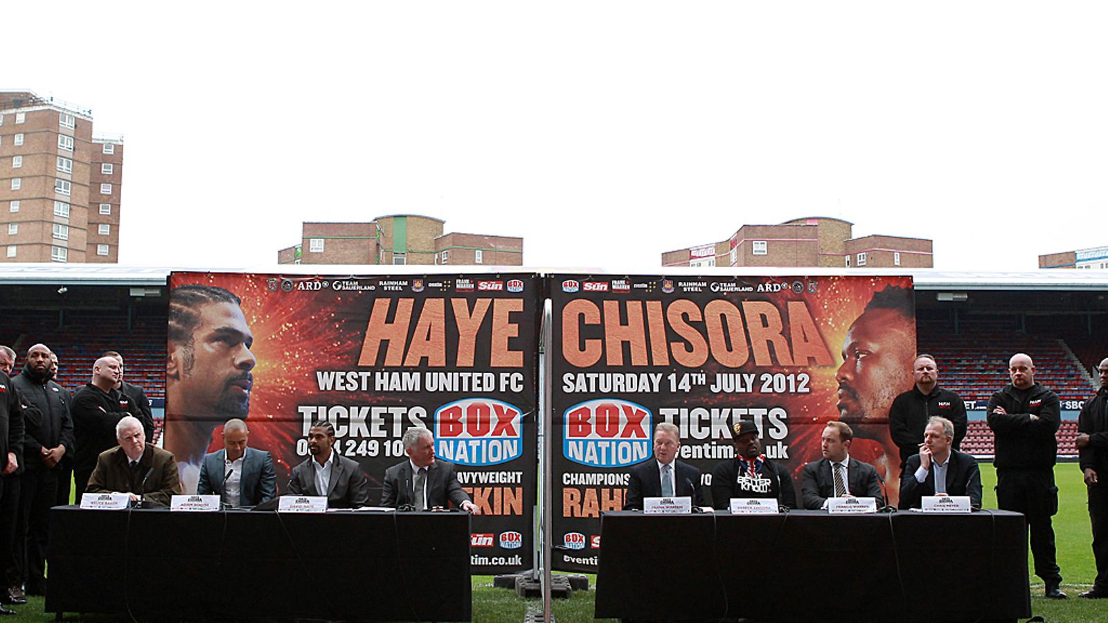 David Haye ja Dereck Chisora lehdistötilaisuudessa.