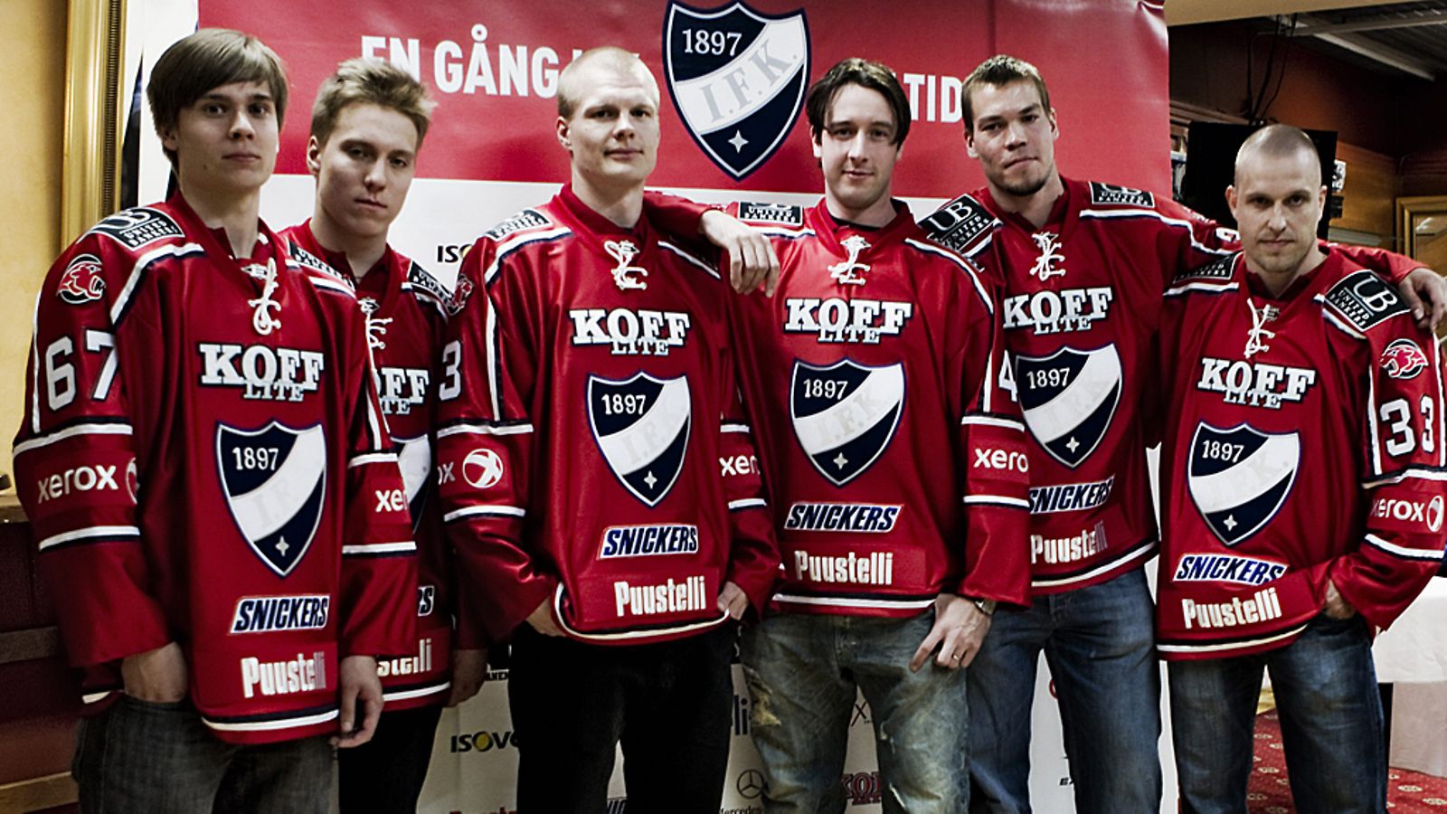 Kristian Tuohilampi, Markus Granlund, Mikko Jokela, Kim Hirschovits, Miikka Tuomainen ja Eero Somervuori.
