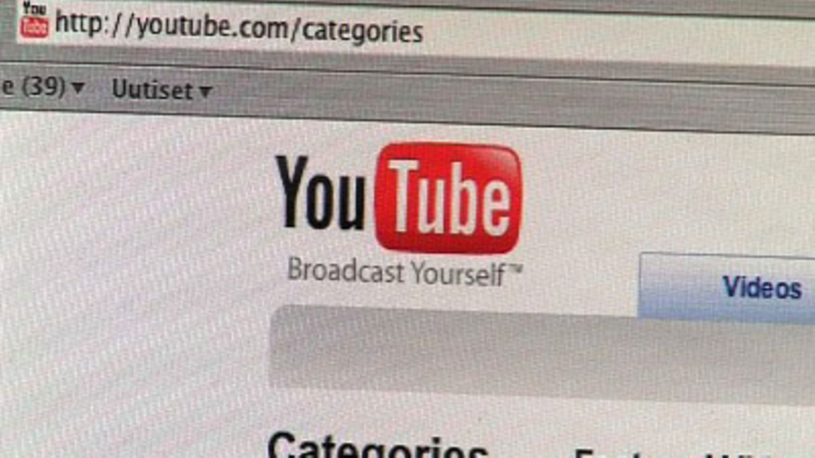 Youtube-sivusto on suosittu.