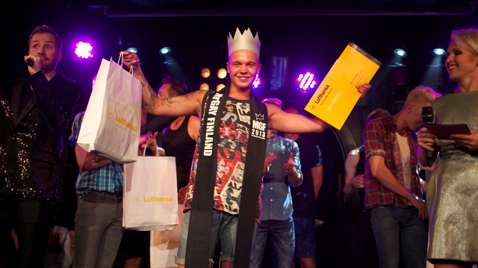 Aleks Vehkala on Mr Gay Finland 2013.