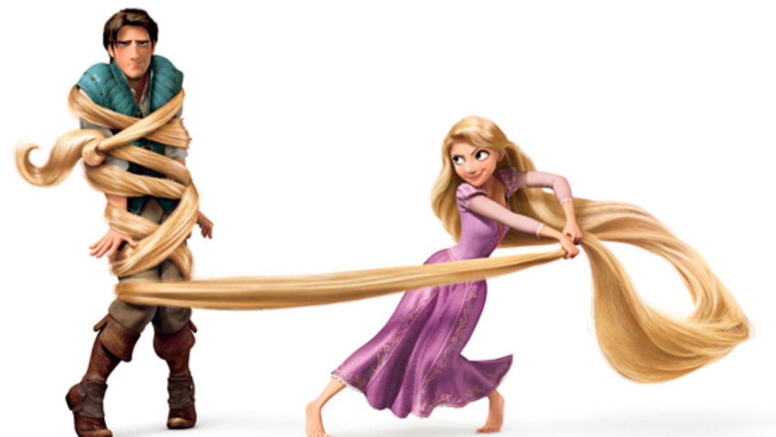 Flynn Rider ja Tähkäpää Kaksin karkuteillä -elokuvassa.