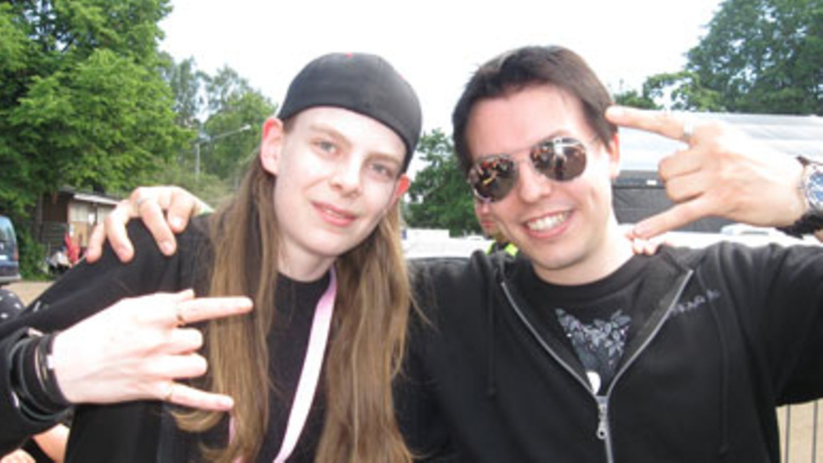 Ari "Hevi-Ari" Koivunen ja Norther-yhtyeen Kristian Ranta Tuska-festivaaleilla. (Kuva: Liisi Snellman/MTV3)