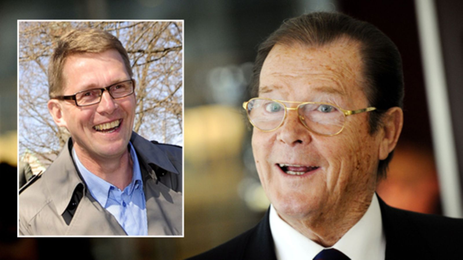 Roger Moore ja Matti Vanhanen (kuva: Lehtikuva)