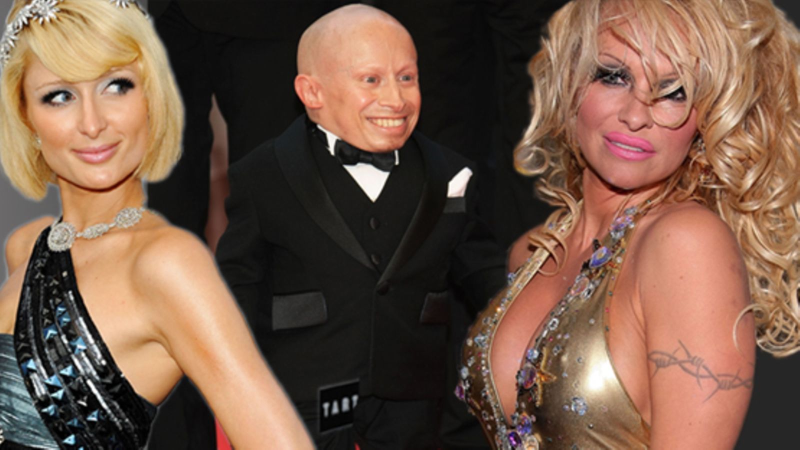 Paris Hilton, Verne Troyer ja Pamela Anderson (Getty)