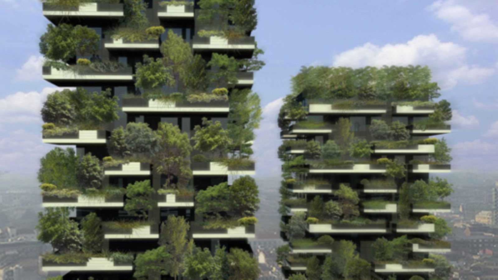 Taiteilijan näkemys valmistuneesta Bosco Verticalesta. Kuva Studio Boeri.