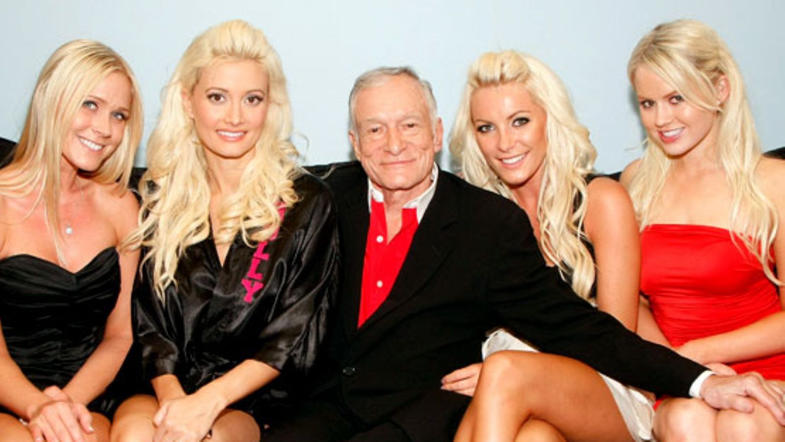 Melissa Taylor,  Holly Madison, Hugh Hefner, Crystal Harris ja Anna Berglund