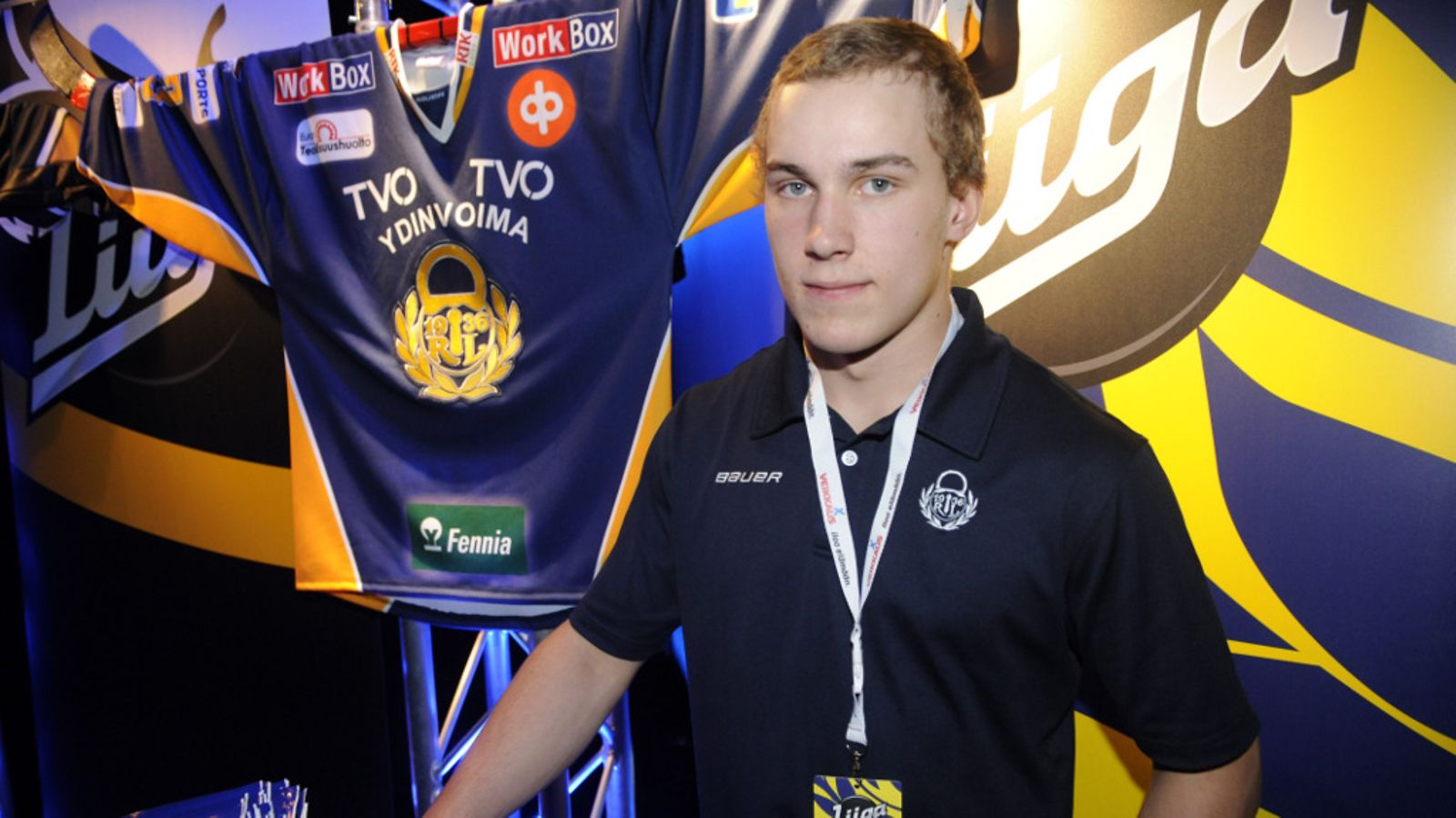Lukon Aleksi Saarela jääkiekon SM-liigakauden avaustilaisuudessa 9. syyskuuta 2013.