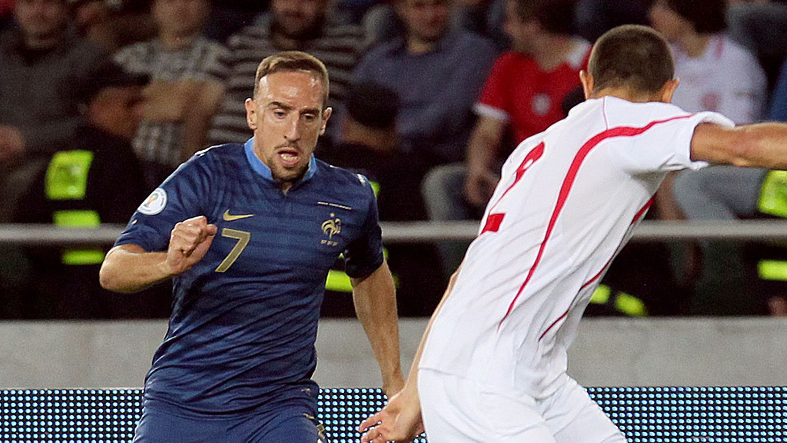Franck Ribery oli liekeissä tiistaina. Kuva perjantain Georgia-Ranska-ottelusta.