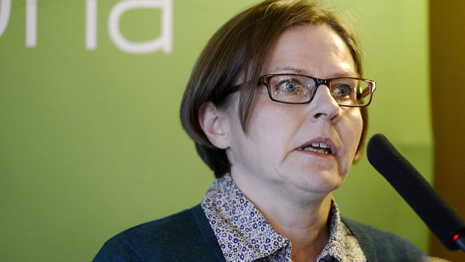 Kehitys- ja omistajaohjausministeri Heidi Hautala Vihreiden puoluevaltuuskunnan kokouksessa Porvoossa 28. syyskuuta 2013.