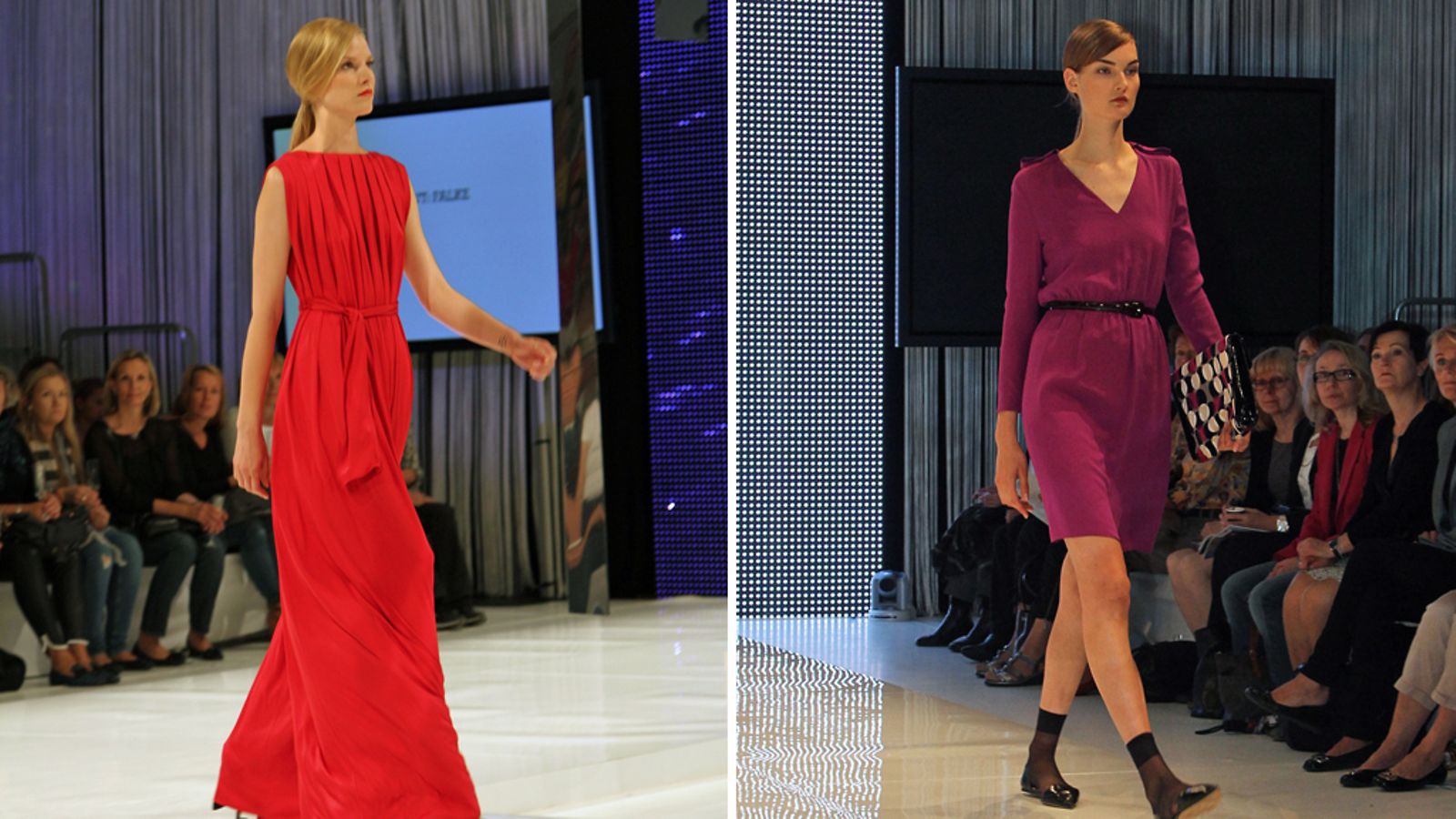 Suvi Koponen ja Kirsi Pyrhönen Helsinki Fashion Weekend -tapahtumassa.