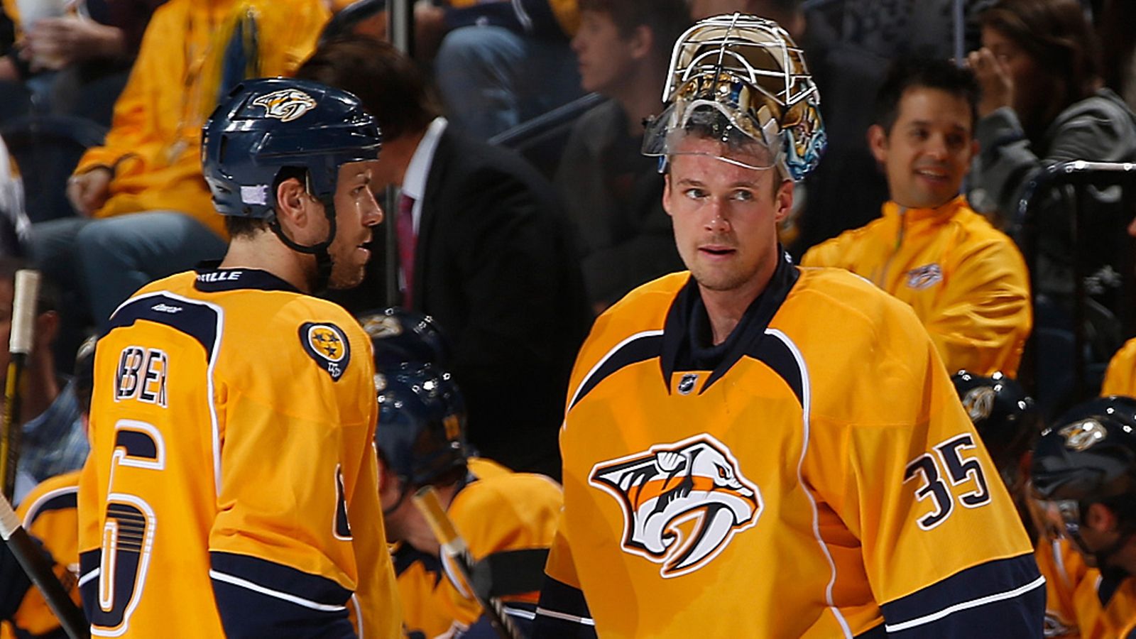 Pekka Rinne ja Shea Weber
