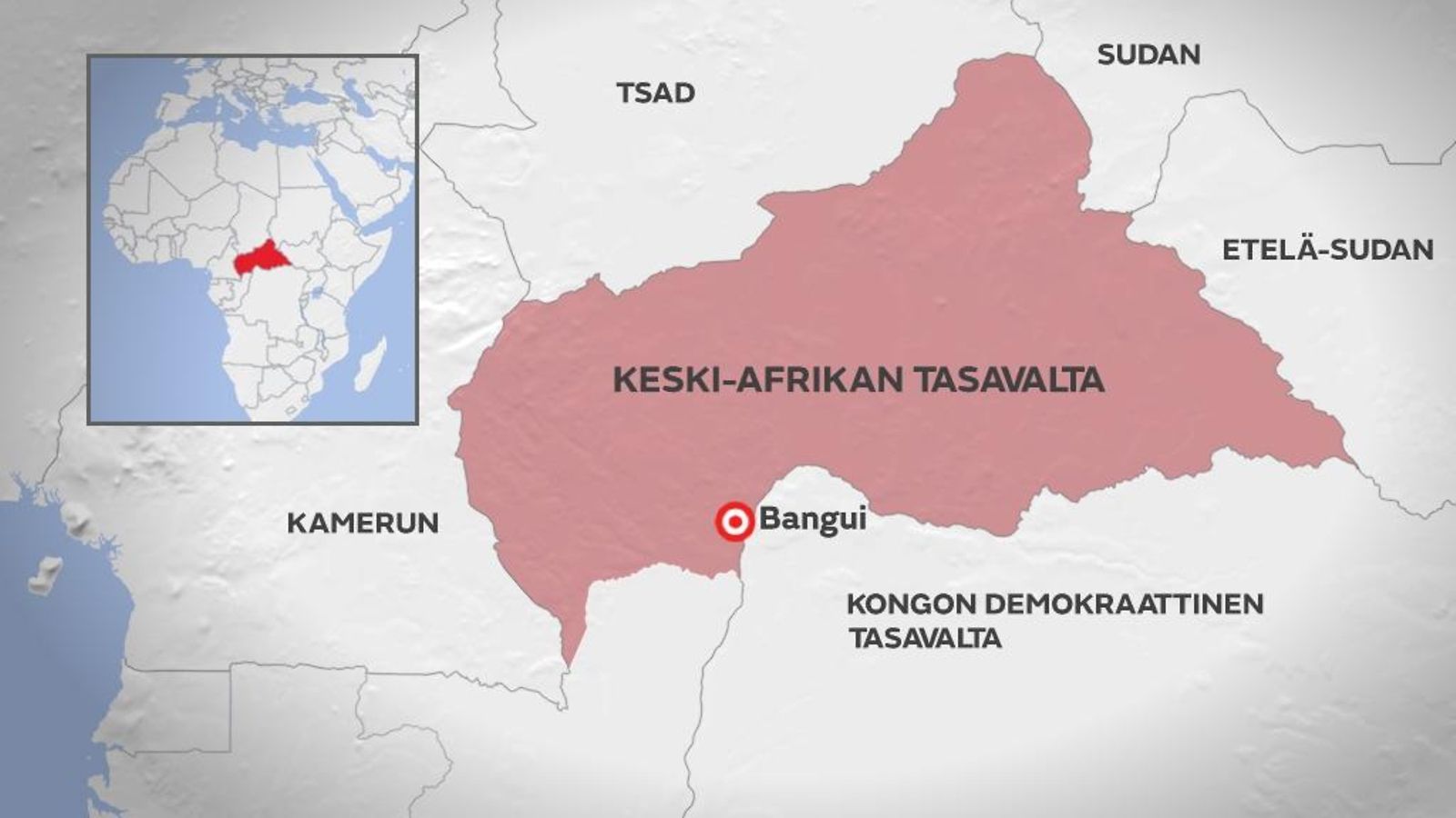 Kartta: Keski-Afrikan tasavalta