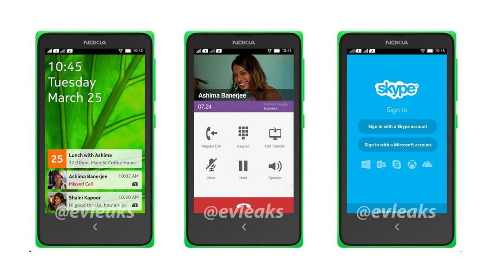 Väitetty Nokia Android-puhelin: "Normandy". Kuvakaappaus @evleaks -tililtä Twitteristä