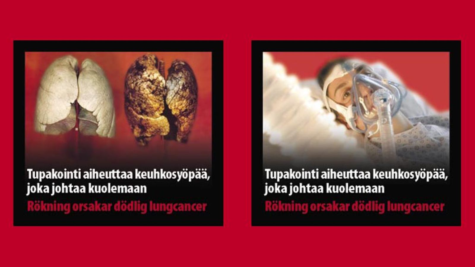 Askeihin liitettäviä kuvavaroituksia tupakoinnin vaaroista