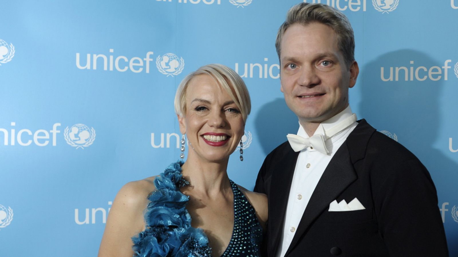 Baba Lybeck ja Mikko Ahti UNICEF Tanssii Tähtien kanssa erikoislähetyksen tiedotustilaisuudessa Helsingissä 11. marraskuuta 2013.