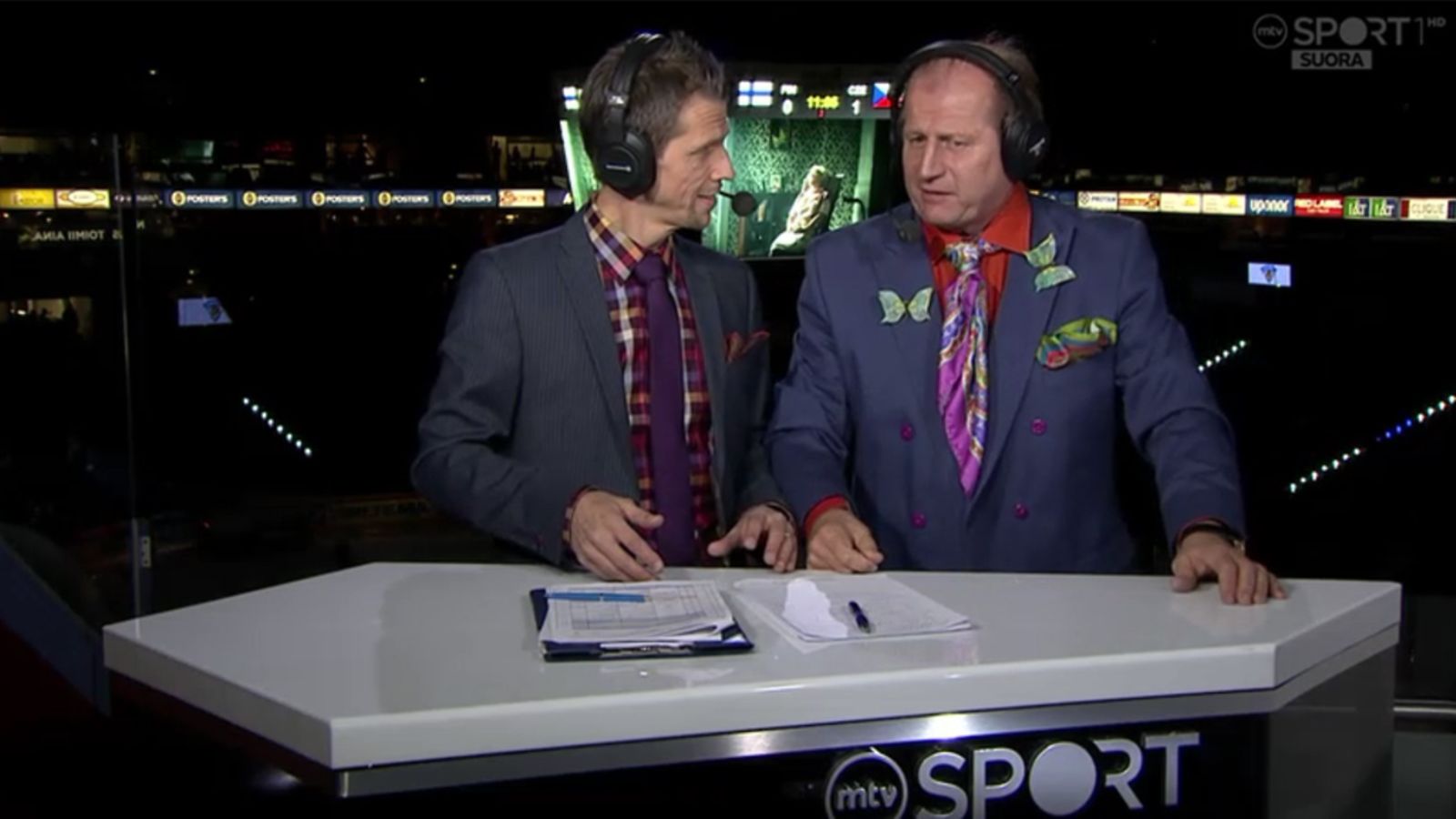 Pekka Lehtonen ja Tami Tamminen Suomi-Tshekki-ottelussa.