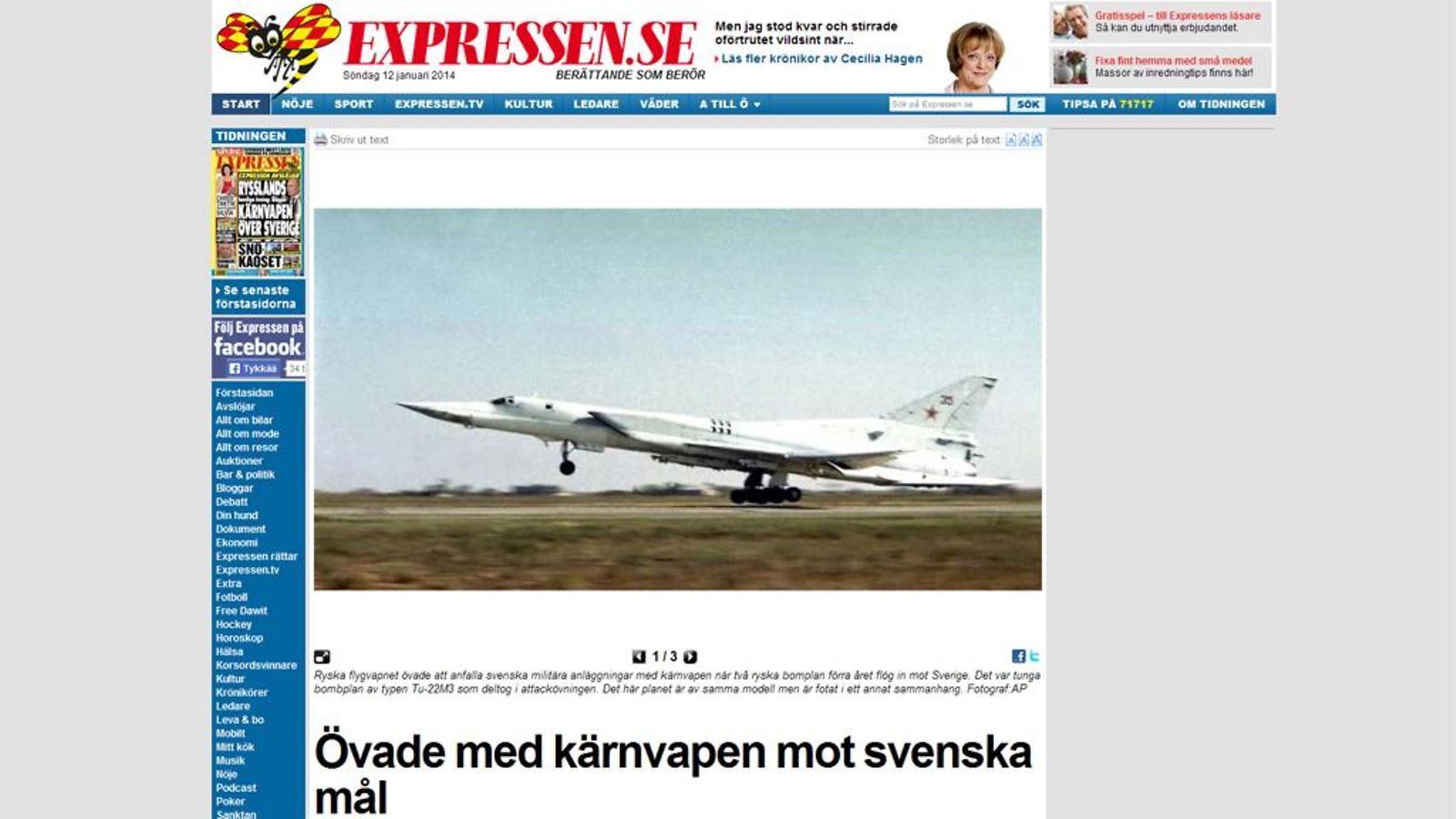 Expressen kuvakaappaus Ruotsi venäjä