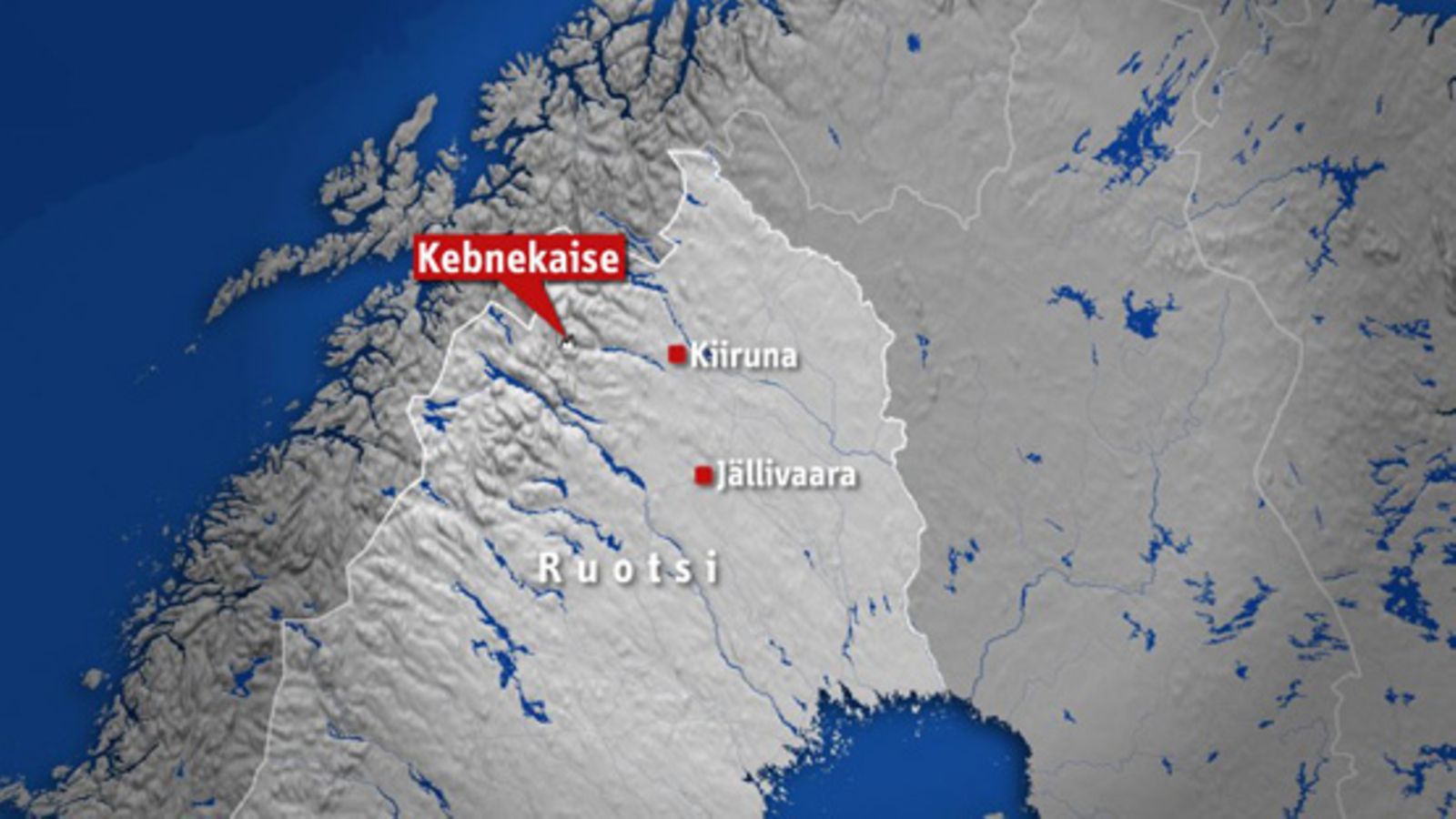 Kebnekaise-vuori sijaitsee Pohjois-Ruotsissa.