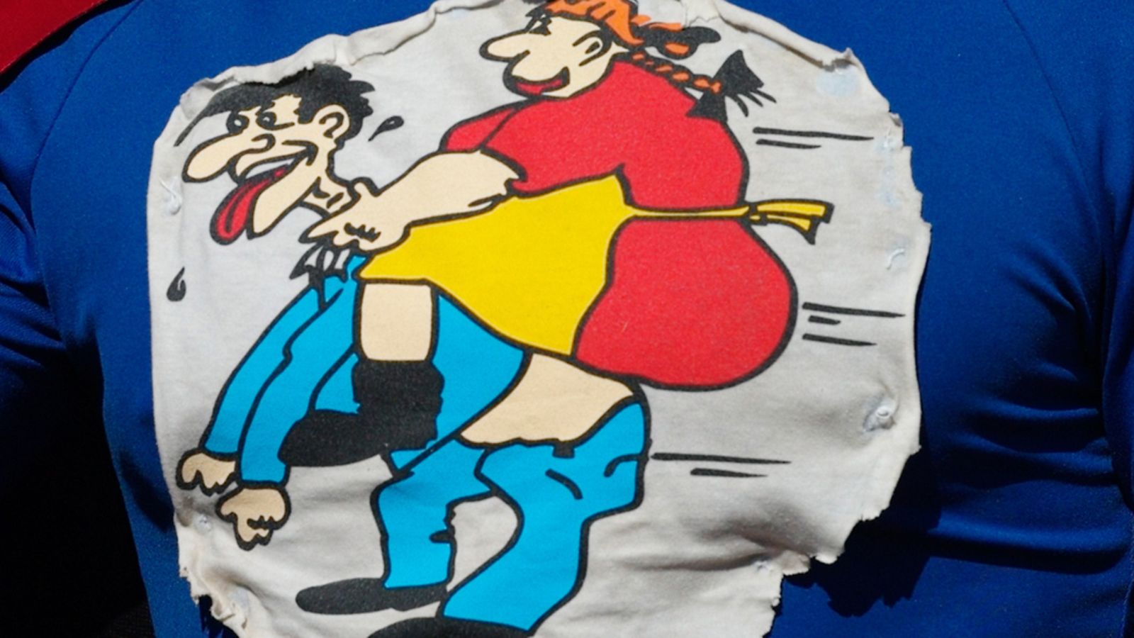 Kuva kilpailijan paidassa eukonkantokisoissa Yhdysvalloissa.