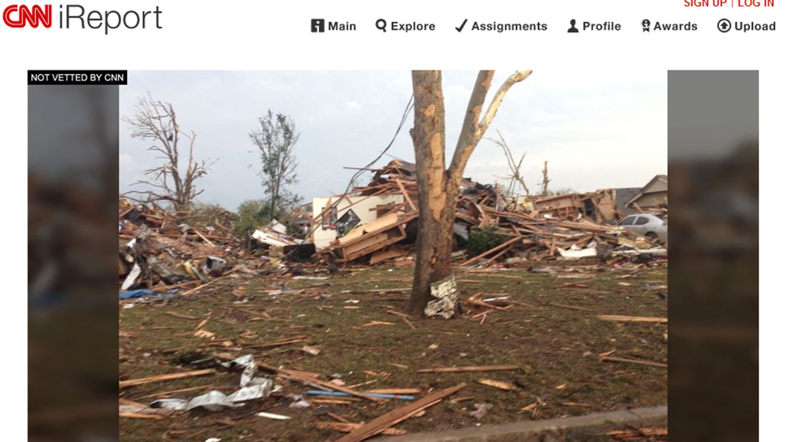 Kuvakaappaus katsojan CNN:lle lähettämästä kuvasta Oklahomasta.