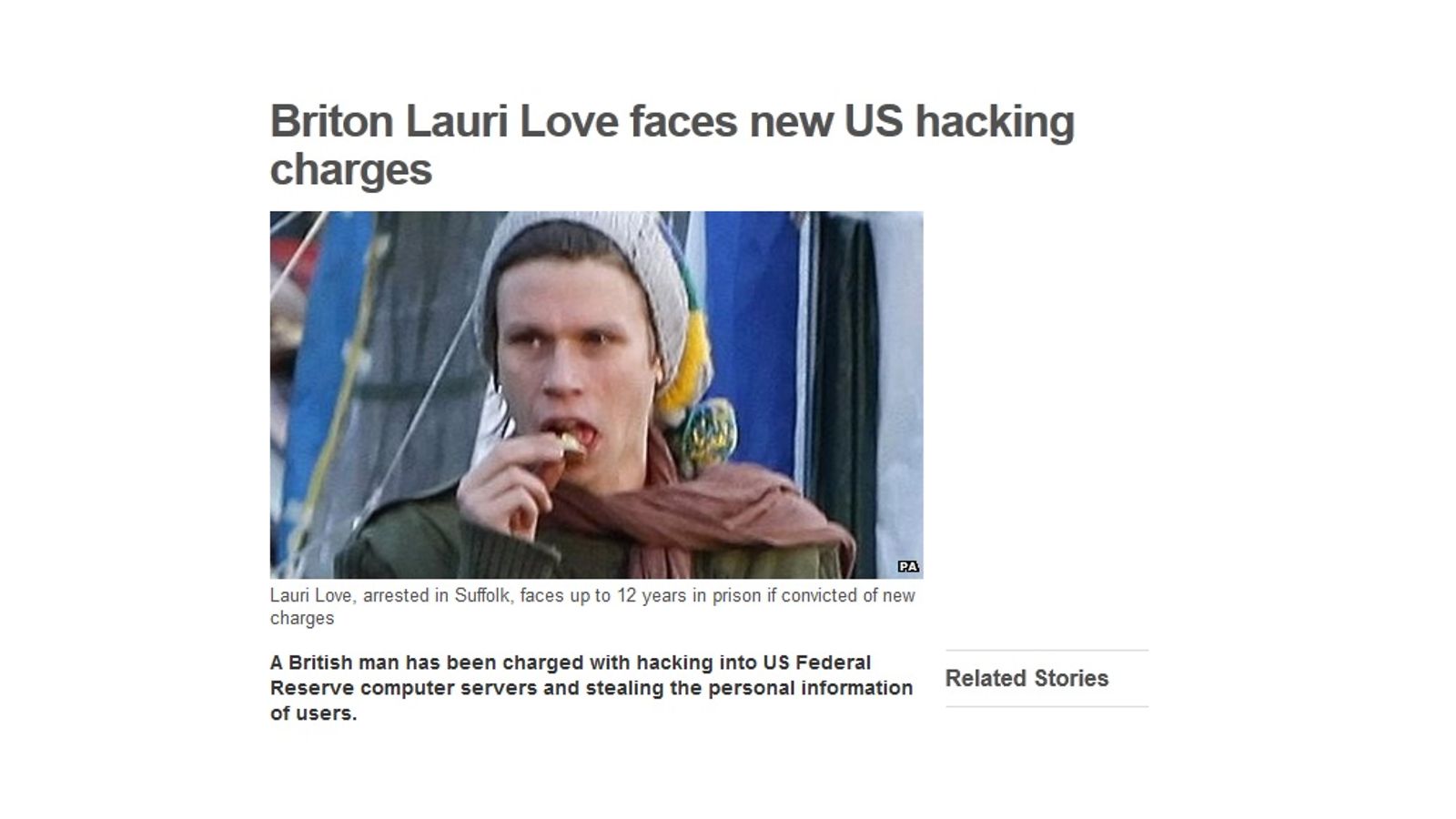 Lauri Love. Kuvakaappaus BBC:n verkkosivuilta