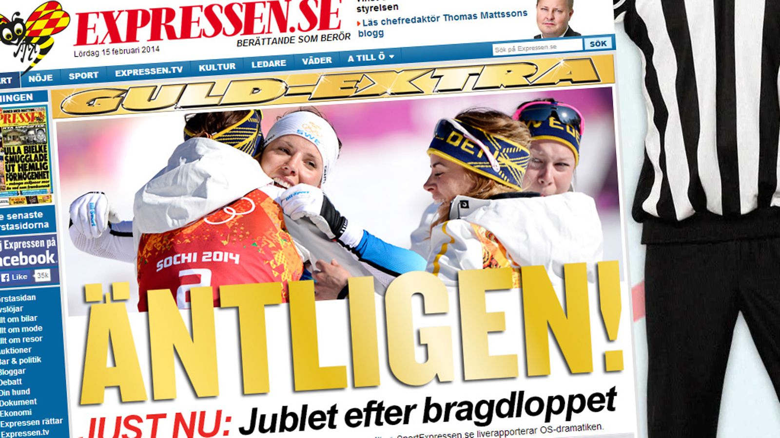 Kuvakaappaus Expressenin sivuilta.