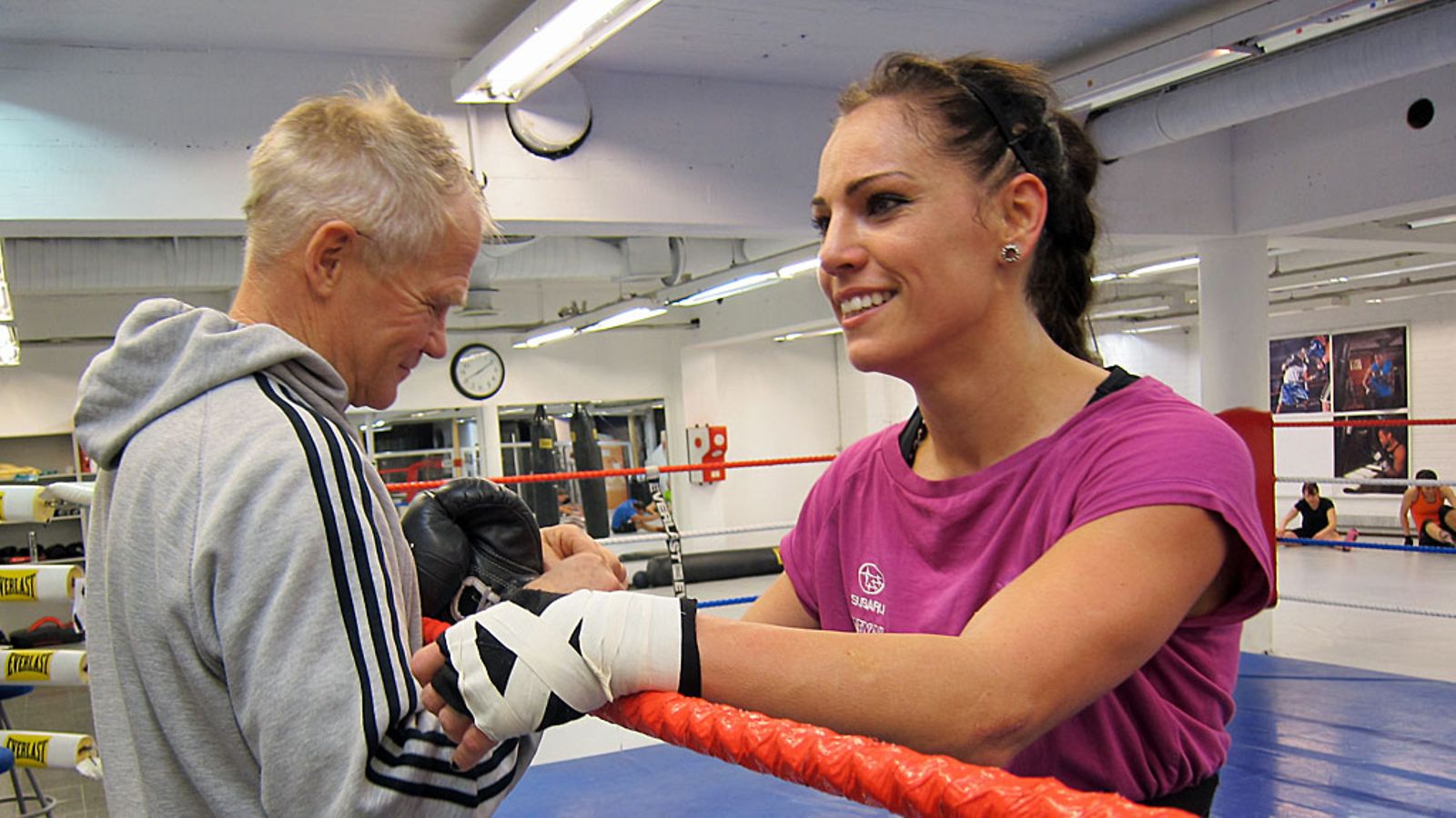 Eva Wahlström ja valmentaja Risto Meronen