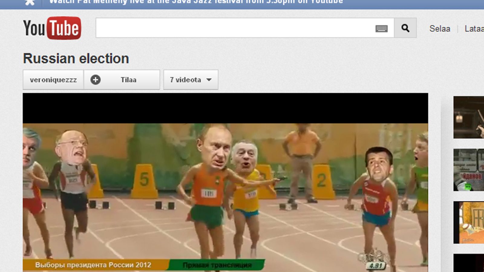 Kuvakaappaus Youtubesta.