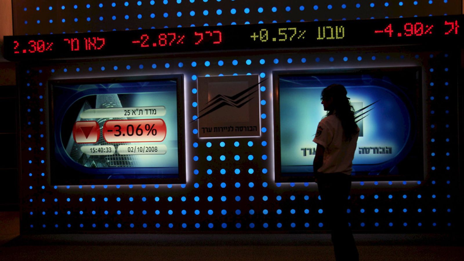 Tel Aviv's stock exchange, Israel on 02 October 2008.
