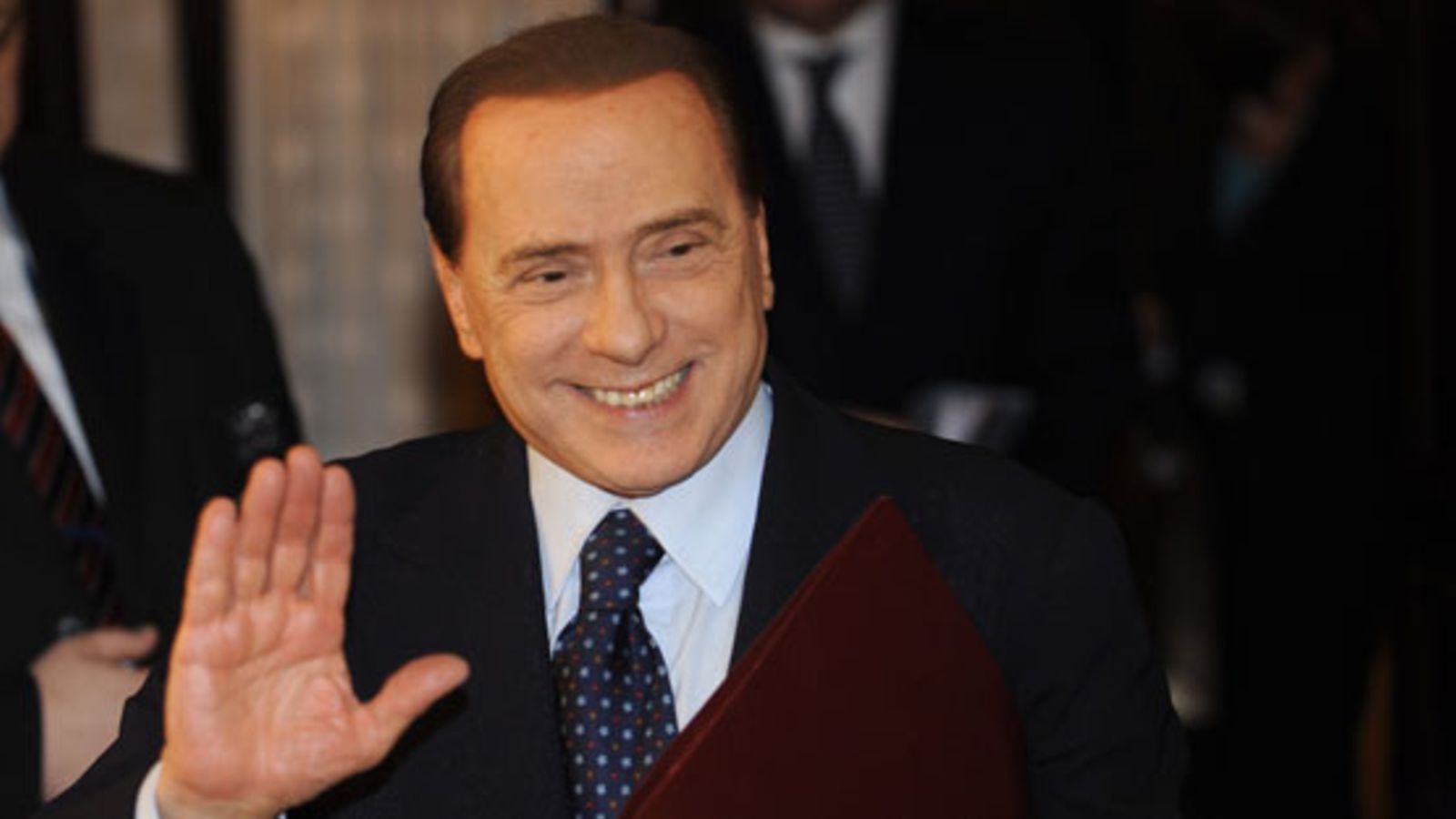 Italian pääministeri Silvio Berlusconi oikeistopuolueiden kokouksessa Helsingissä 4.3.2011. Kuva: Lehtikuva