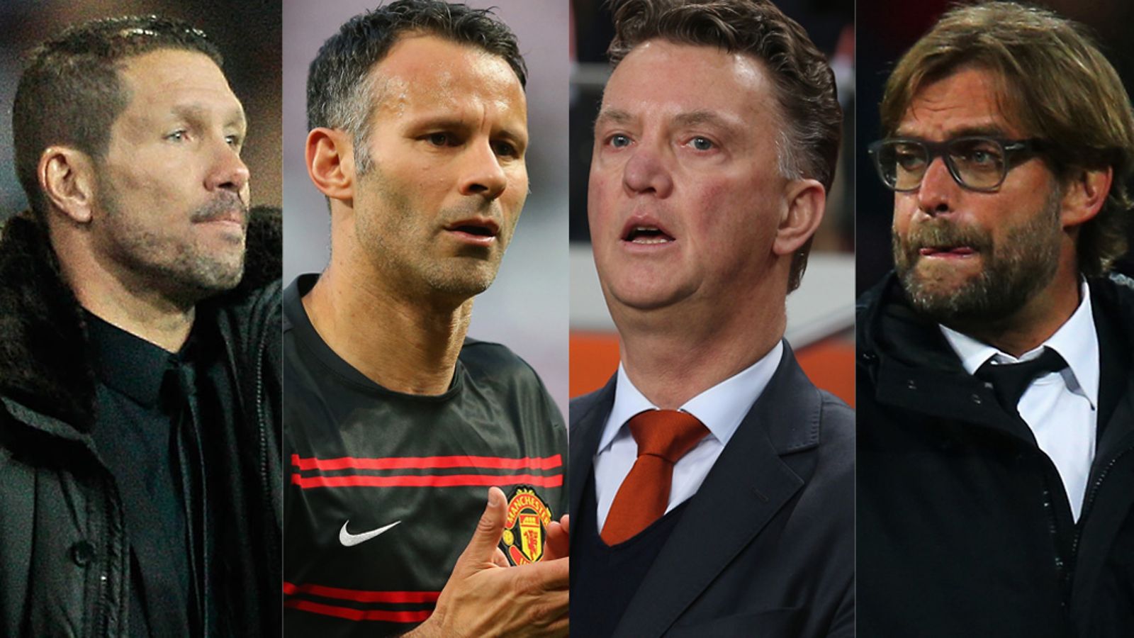 Diego Simeone, Ryan Giggs, Louis van Gaal, Jürgen Klopp