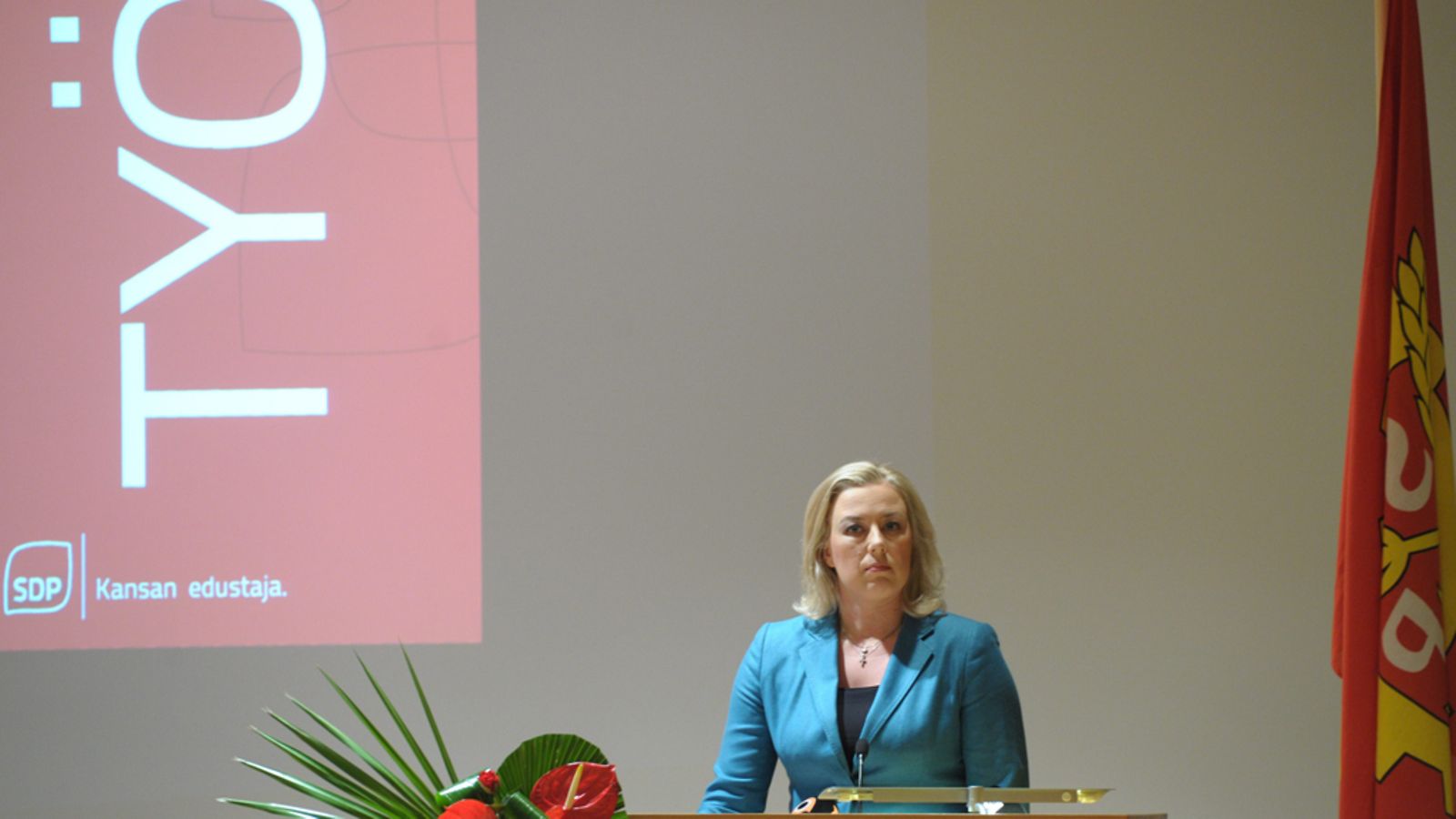 Puheenjohtaja Jutta Urpilainen SDP:n puoluevaltuuston kokouksessa lauantaina 10. maaliskuuta 2012.