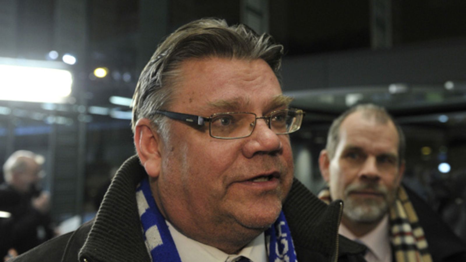Timo Soini presidentinvaalien kampanjapäällikkönsä Jukka Jusulan kanssa.