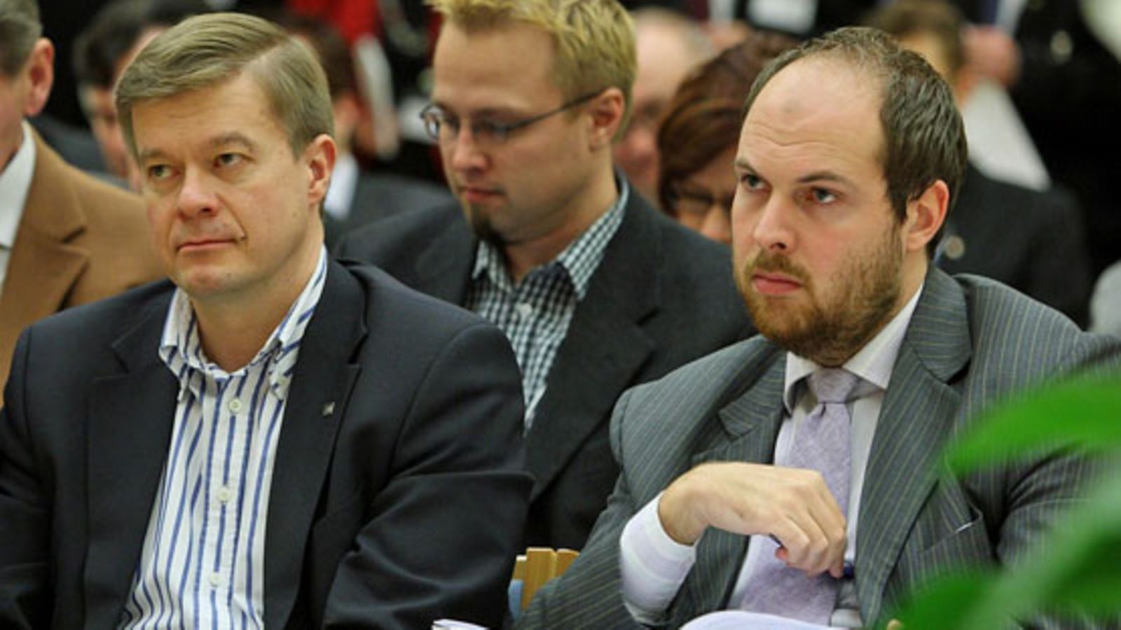 Keskustan varapuheenjohtajat Tuomo Puumala ja Antti  Rantakangas. kuva: lehtikuva