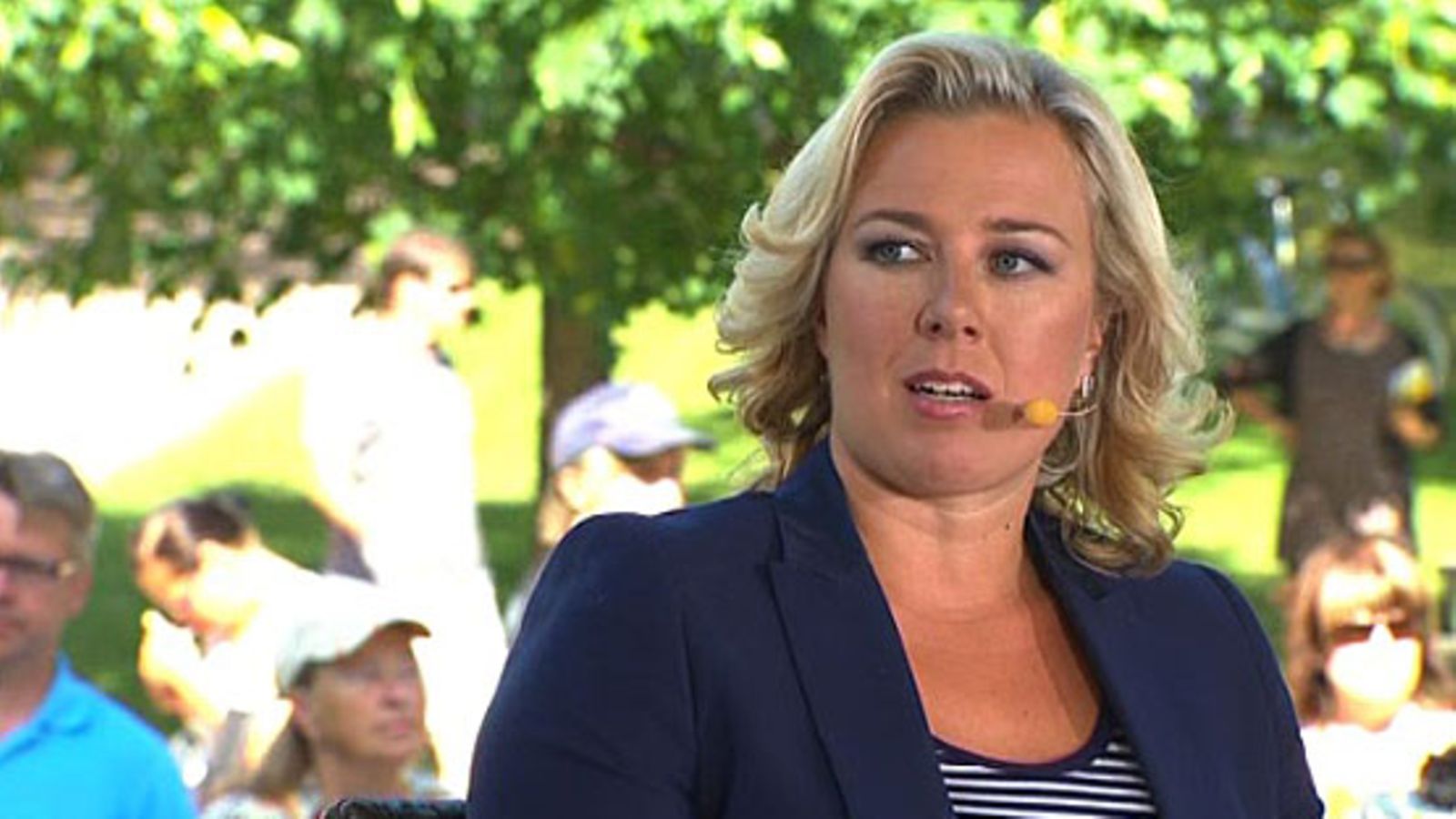 SDP:n puheenjohtaja Jutta Urpilainen SuomiAreenassa Porissa 21.7.2010.