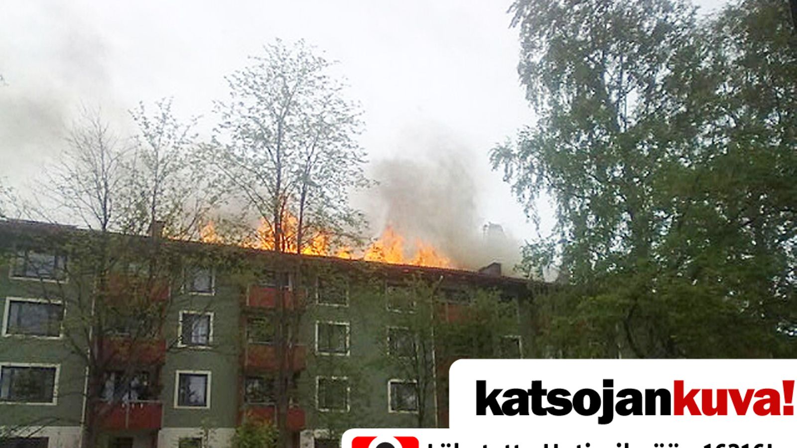 Lukijan kuva Siilitien tulipalosta Helsingissä 14.5.2011.