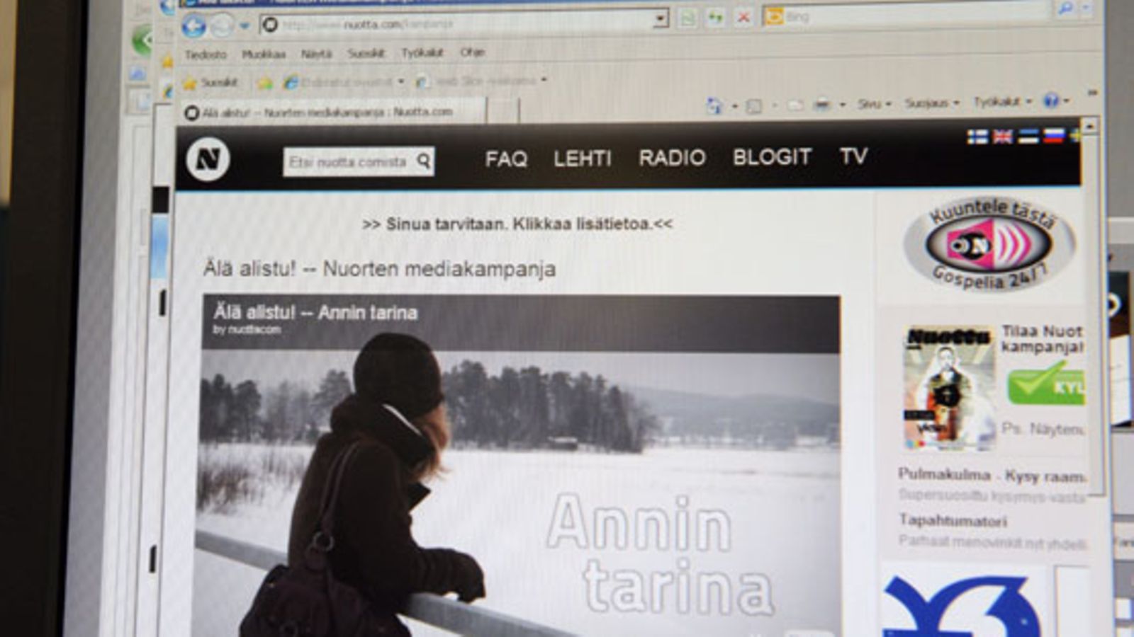 Älä alistu! -kampanjan Annin tarina kristillisen nuortenmedian Nuotan verkkosivuilla 22. maaliskuuta 2011. Kampanjan mukaan homo- ja biseksuaalisuudesta voi parantua kristinuskon avulla.