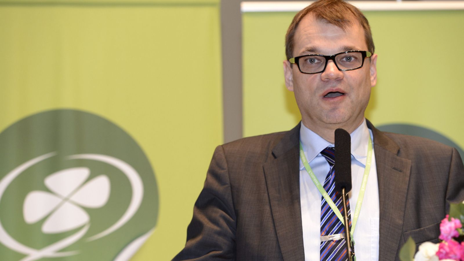 Keskustan puheenjohtaja Juha Sipilä puoluevaltuuston kokouksessa Kouvolassa lauantaina 24.marraskuuta 2012.