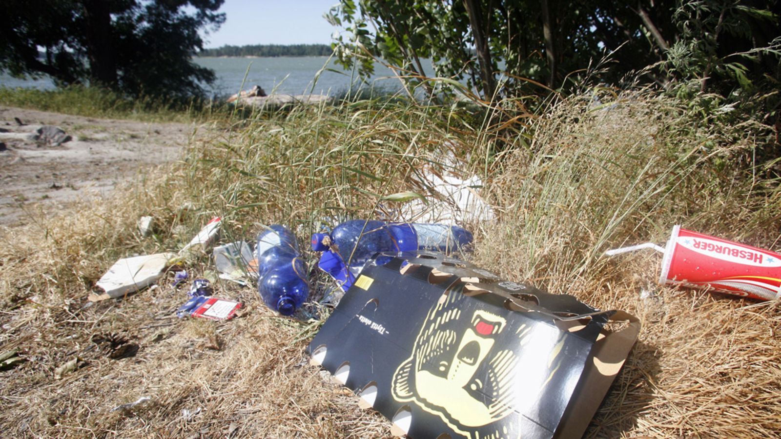 Roskia Hietaniemen uimarannalla Helsingissä. Arkistokuva.