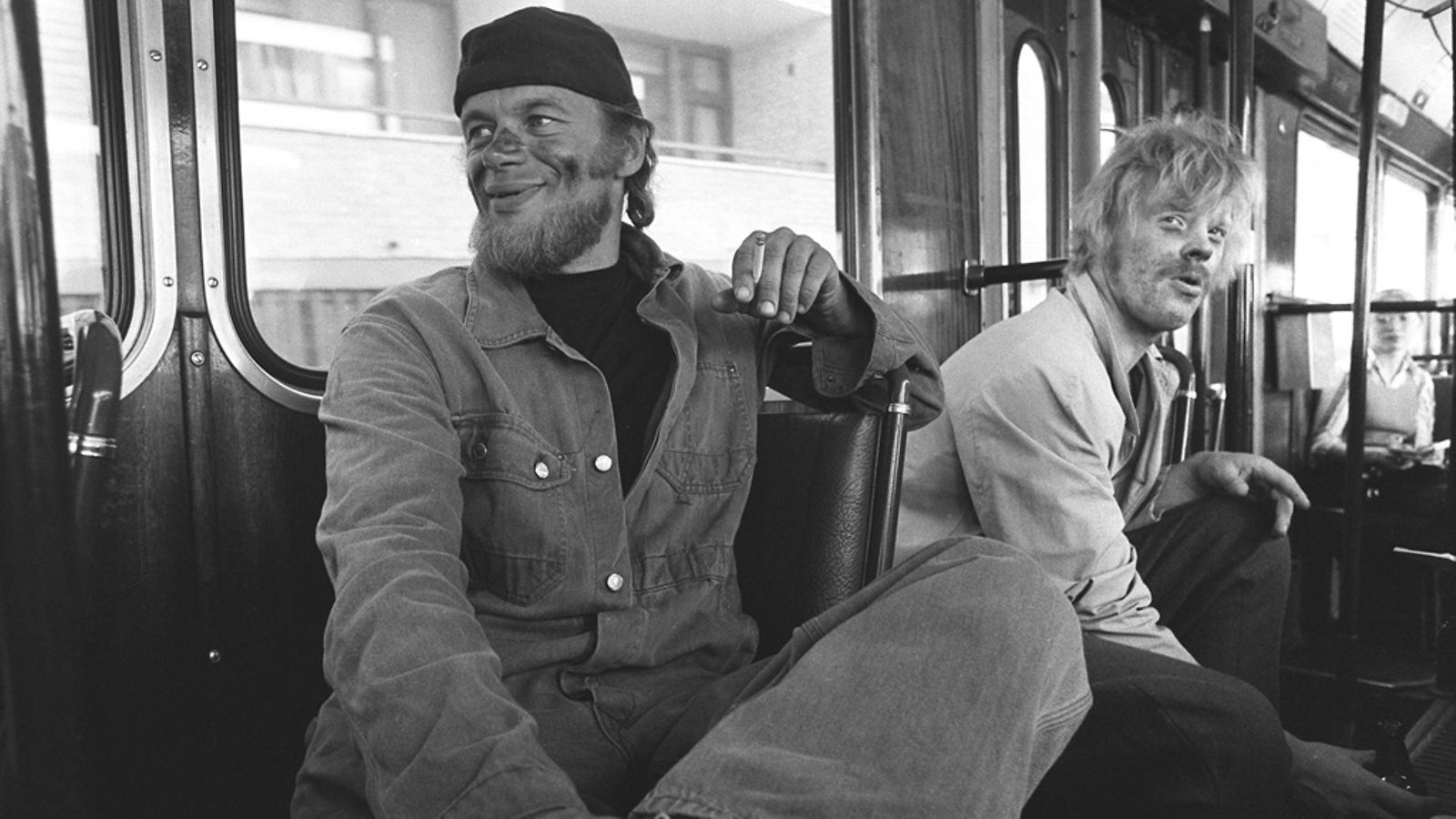 Spede (Pertti) Pasasen kanssa Uuno Turhapuro -elokuvan kuvauksissa heinäkuussa 1973.