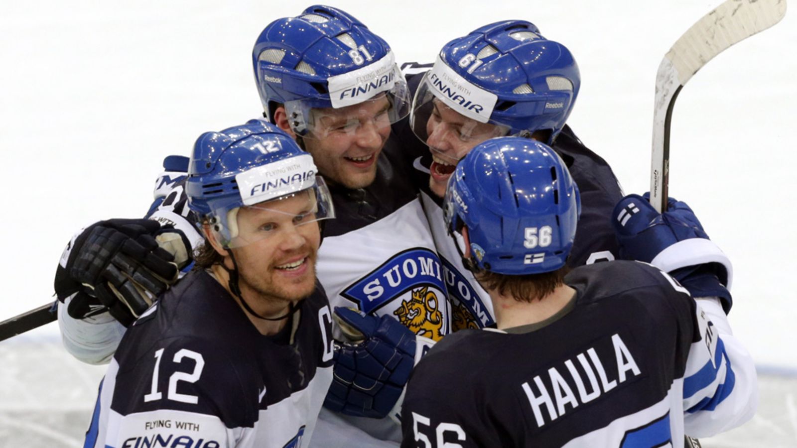 Olli Jokinen (vas.) Iiro Pakarinen, Tommi Huhtala, Erik Haula