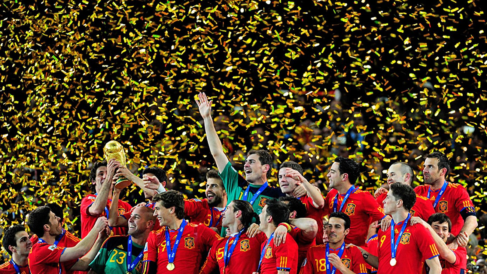 Espanja juhli jalkapallon maailmanmestaruutta vuonna 2010.