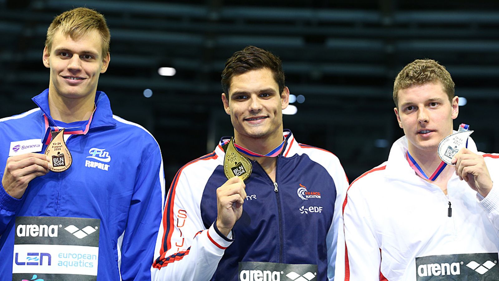 Ari-Pekka Liukkonen, Florent Manaudou ja Konrad Czerniak.